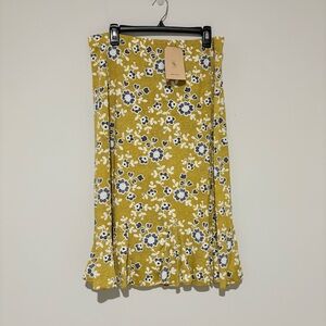 SJS floral embroidered skirt yellow white blue size XL